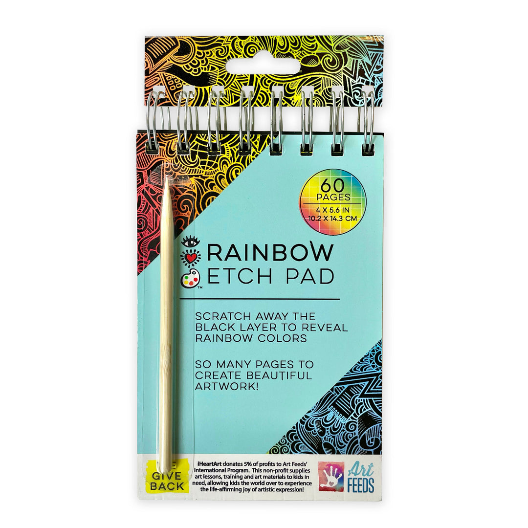 iHeartArt Rainbow Etch Pad – Scratch and reveal colorful rainbow designs.
