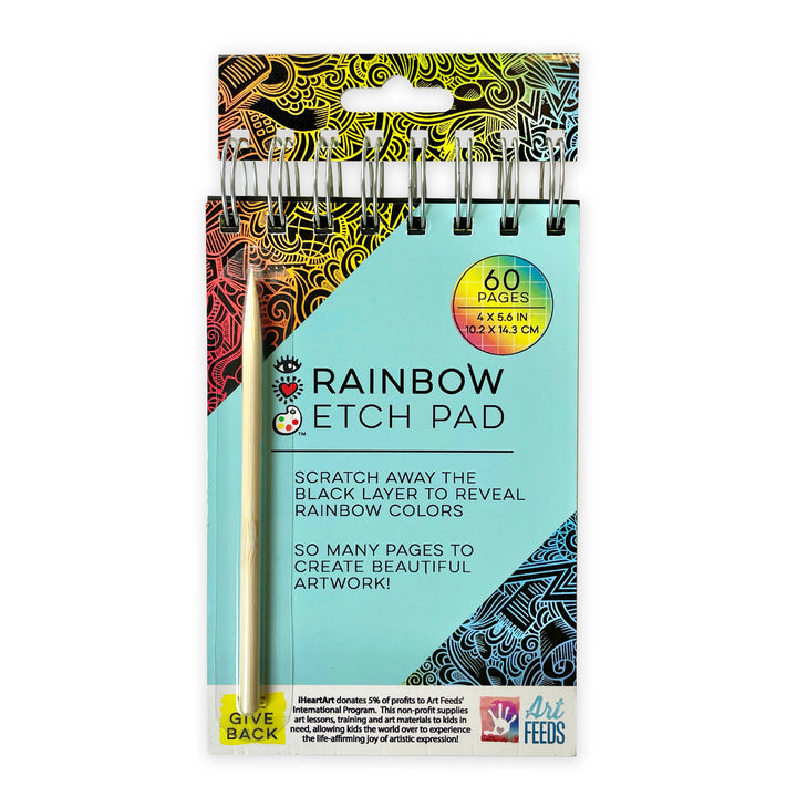 iHeartArt Rainbow Etch Pad – Scratch and reveal colorful rainbow designs.