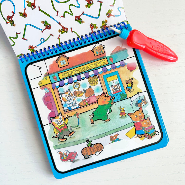 Richard Scarry's Busy World® Magic Reveal Pad – Reveal hidden pictures with water-based coloring on a white background.