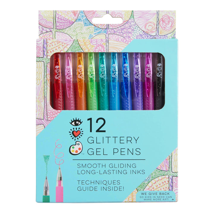 iHeartArt 12 Glitter Gel Pens – Sparkly gel pens for dazzling designs.
