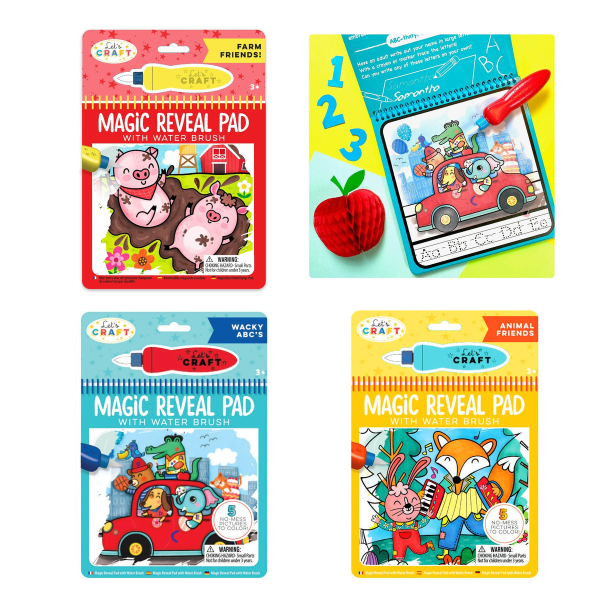 Magic Reveal Pad with Water Brush - Action Assortment — Little Details