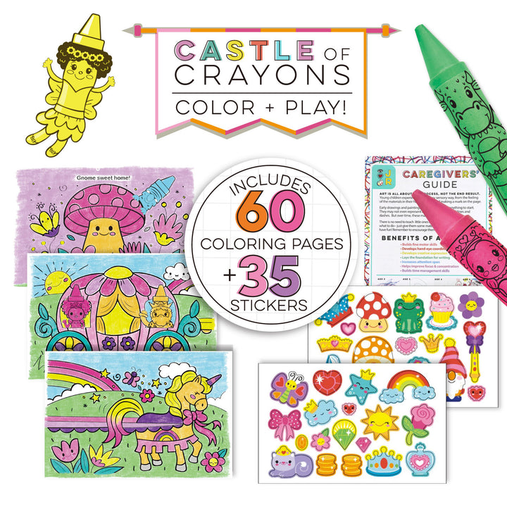 iHeartArt JR Castle of Crayons – stickers and coloring pages on a white background. 