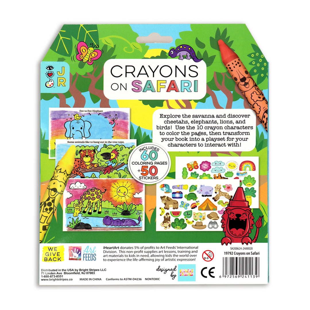 iHeartArt JR Crayons on Safari – the backside of the package on a white background. 