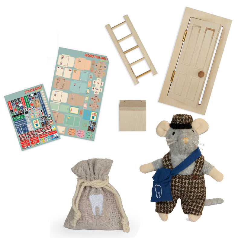 Plush TOOTH MOUSE Gift Set with mouse door