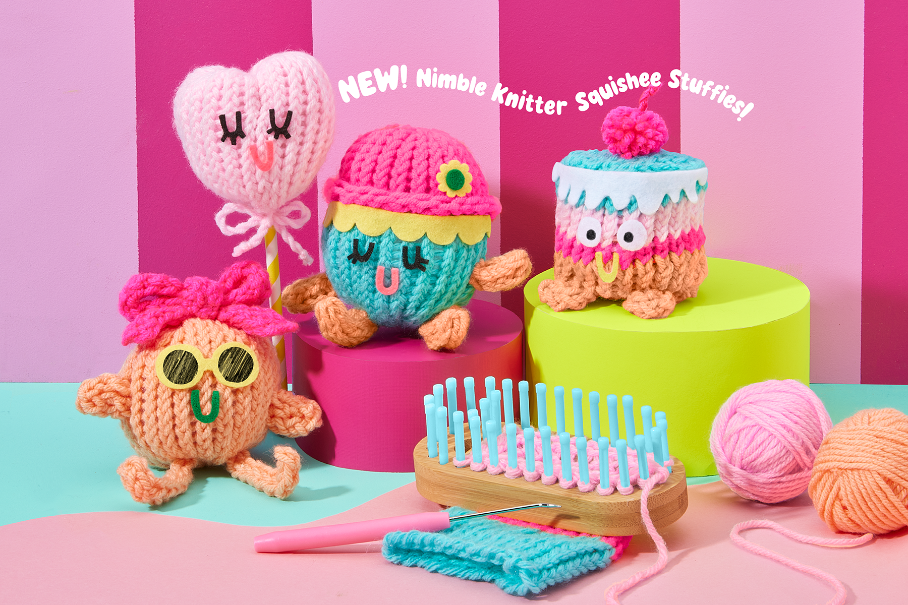 Bright Stripes Nimble Knitter Squishee Stuffies
