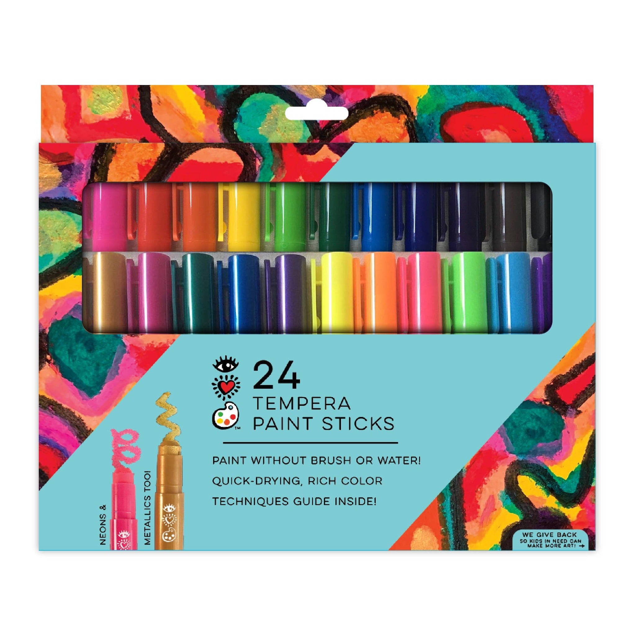 Washable Tempera Paint Sticks for Kids, 24 Colors (5 in, 24 Pack