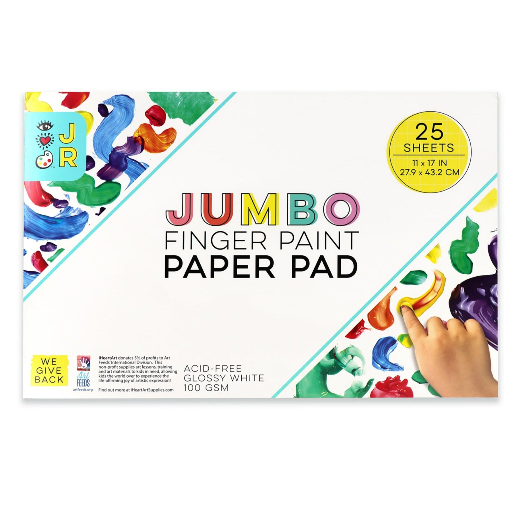 U.S. Art Supply Large (Pack of 2 Pads) 11 x 17 Finger Painting Paper Pad - 25 Sheets 60lb (100gsm) Acid Free