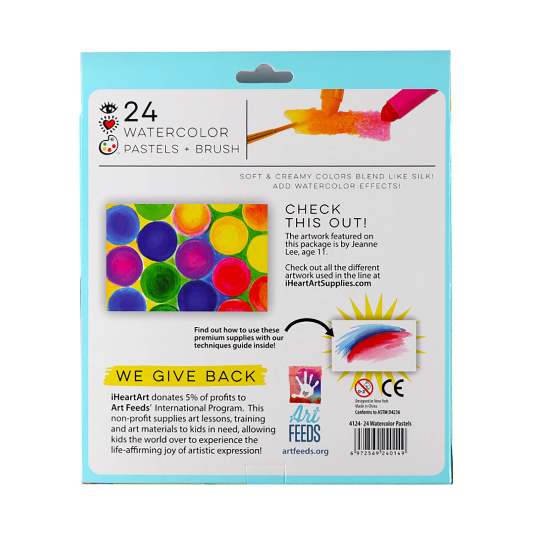 iHeartArt 24 Watercolor  Pastels + Brush