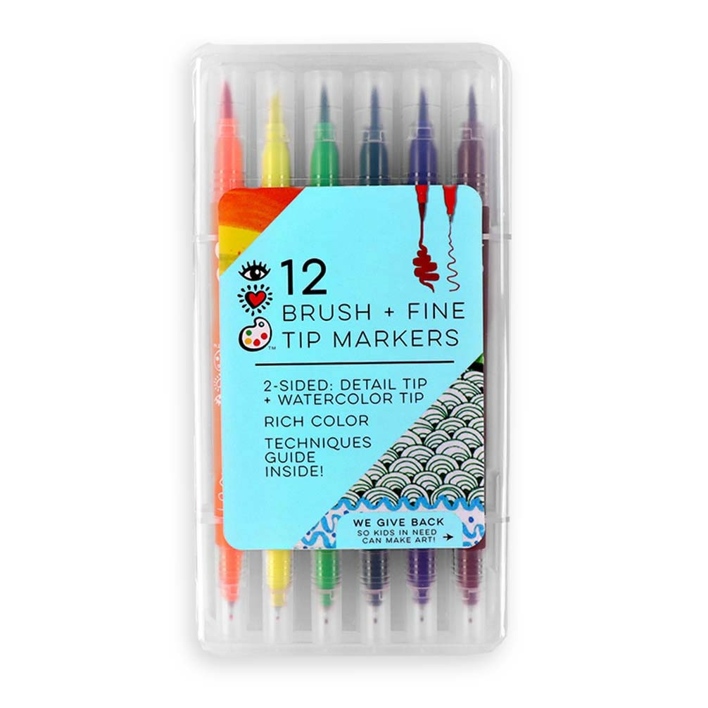 Twin Tip Fineline Markers, Thick and Thin Tip, 1 Each of 12 Colors