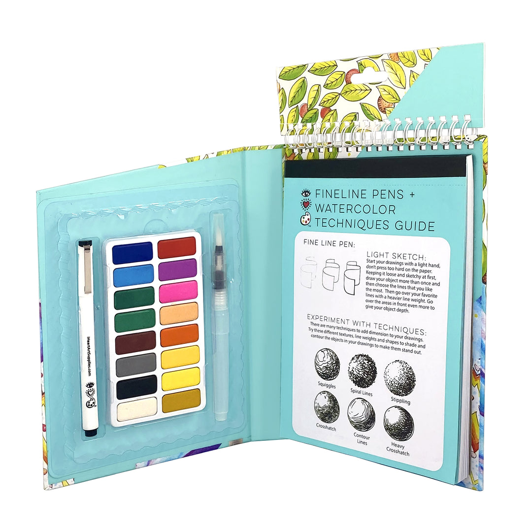 iHeartArt Travel Art Pack  Watercolors + Fine Line Pen