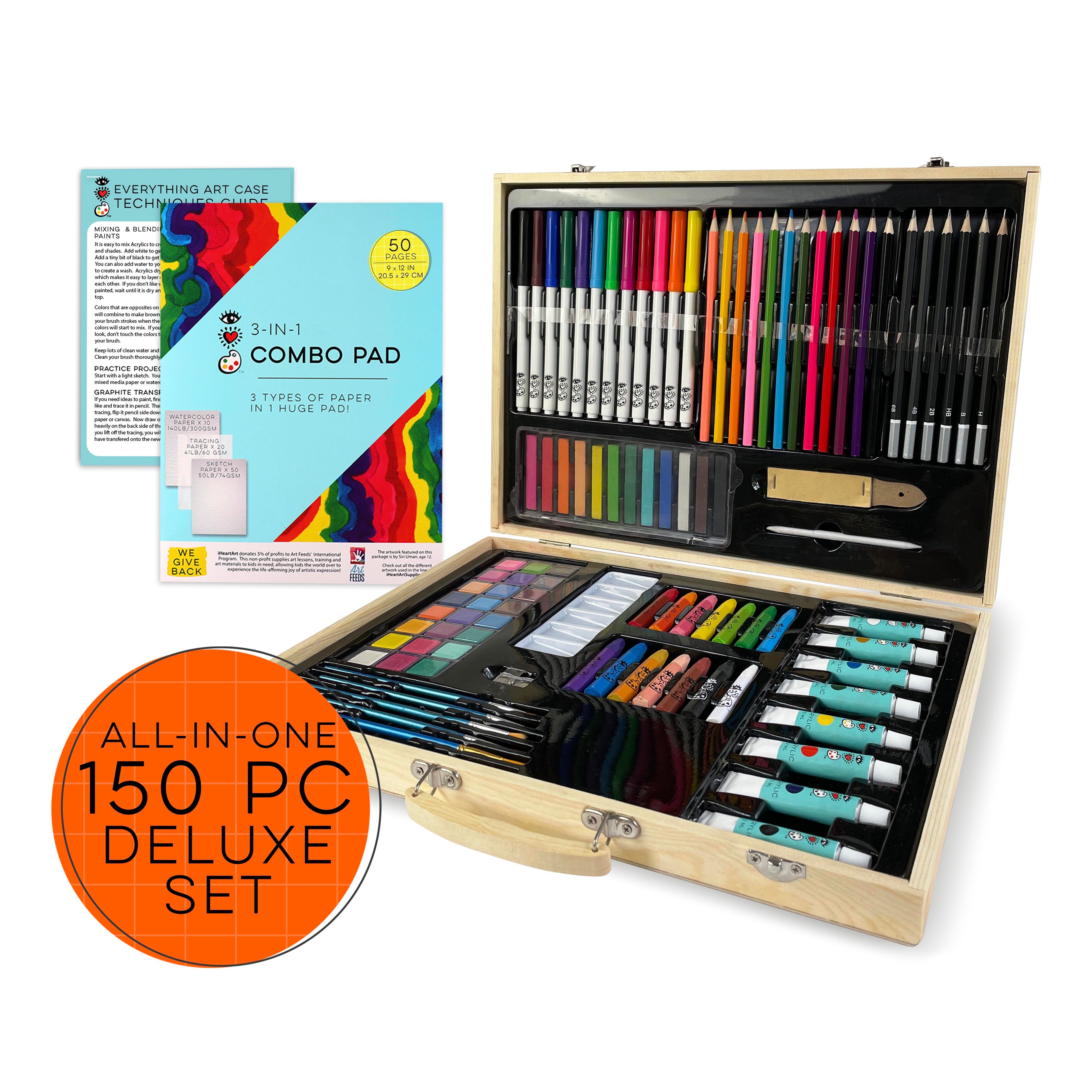 Art Supplies, 150-pack Wooden Art Set Crafts Drawing Painting Kit