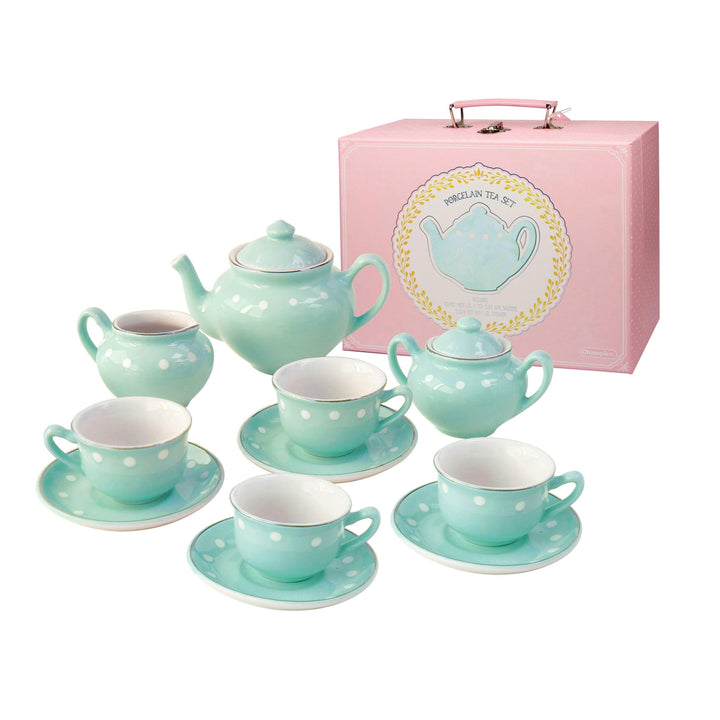 Porcelain Tea Set Mint – A mint-colored porcelain tea set for elegant tea parties.