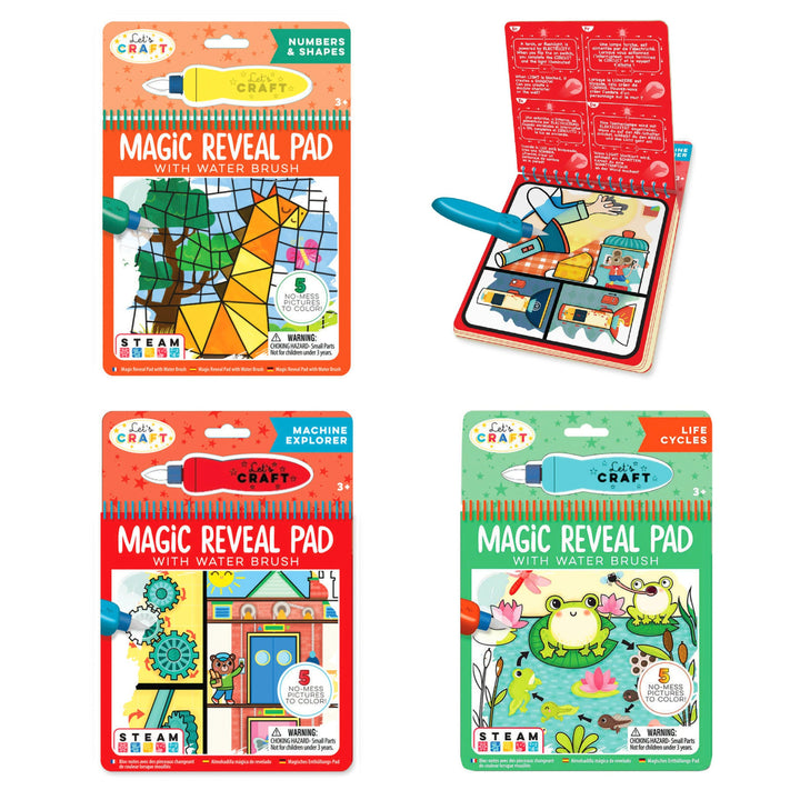 Magic Water Reveal Pads Machines, Life Cycles, Number & Shapes-STEAM Fun